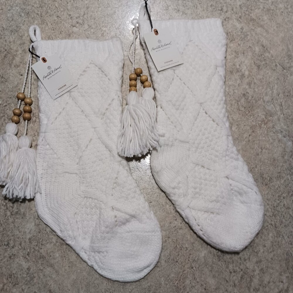 Hearth and hand with Magnolia knit Christmas stockings